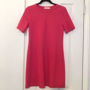 Fitted stretch ribbed jersey pink dress